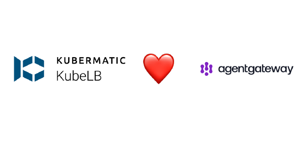 Die Logos von KubeLB und AgentGateway mit einem Herz dazwischen