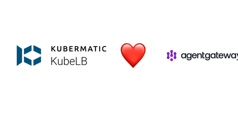 Die Logos von KubeLB und AgentGateway mit einem Herz dazwischen