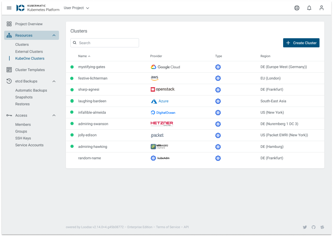 KKP Dashboard-Cluster