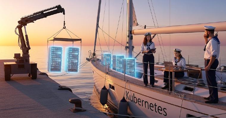 ein Schiff mit Containern im Hafen